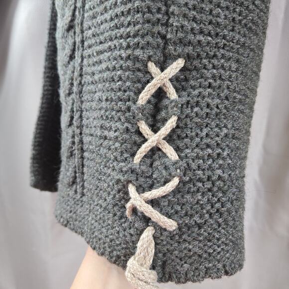 Loden Plankl Wool Cableknit Dark Green Sweater Vest Cardigan Sweater EU Size 42 - Picture 3 of 12